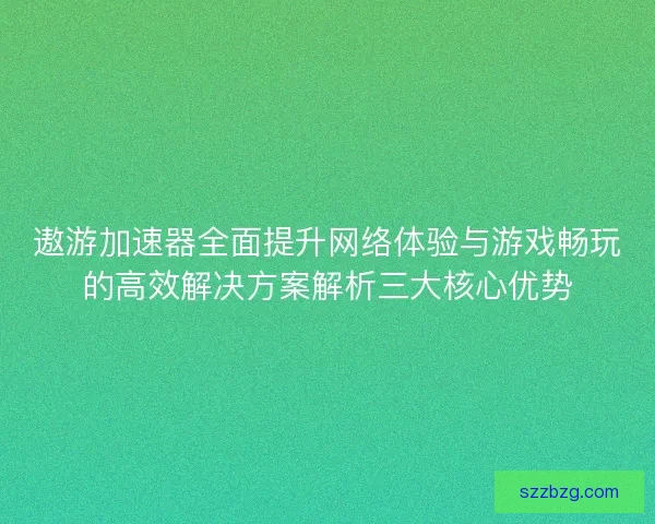 遨游加速器全面提升网络体验与游戏畅玩的高效解决方案解析三大核心优势